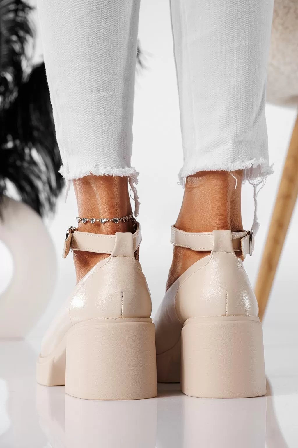 Pantofi casual dama bej din piele ecologica Troya #20896