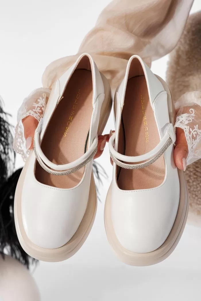 Pantofi casual dama albi din piele ecologica Xena #20901
