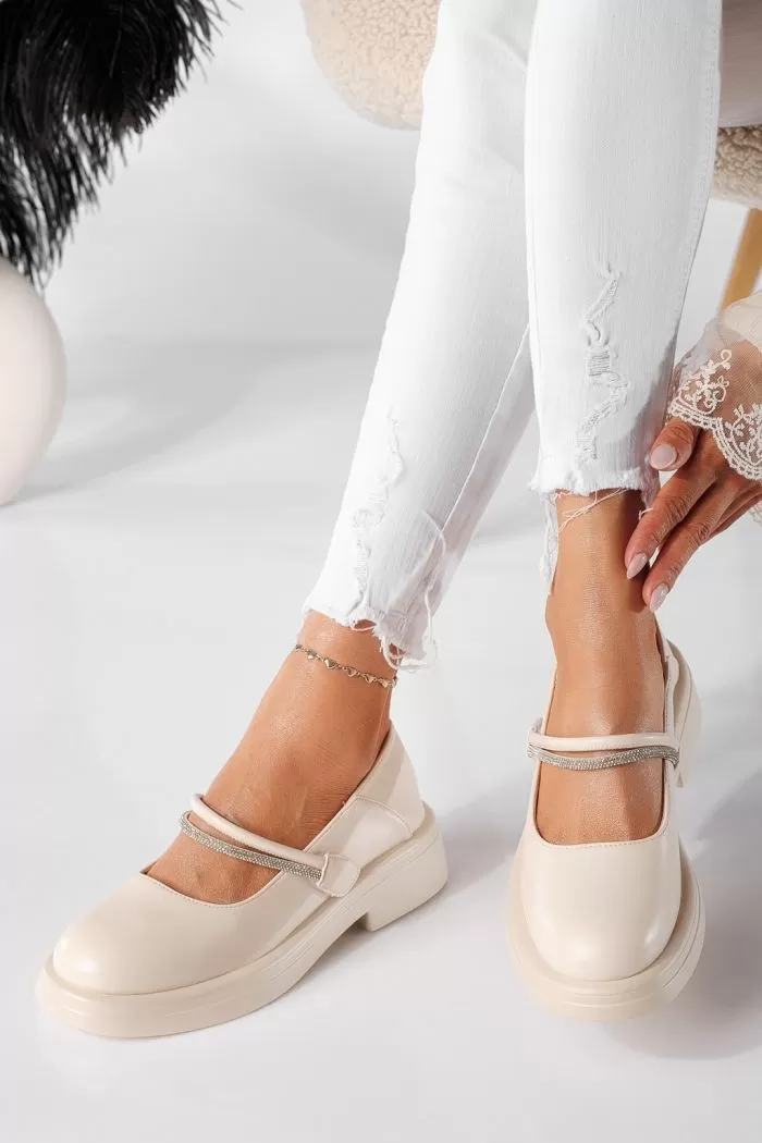 Pantofi casual dama bej din piele ecologica Xena #20903
