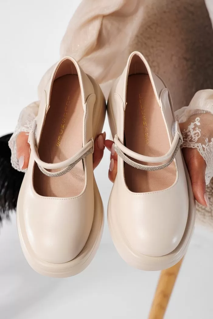 Pantofi casual dama bej din piele ecologica Xena #20903