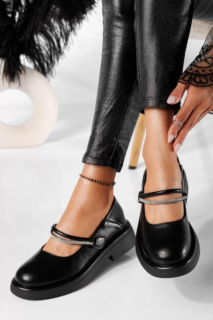 Pantofi casual dama negri din piele ecologica Xena #20904