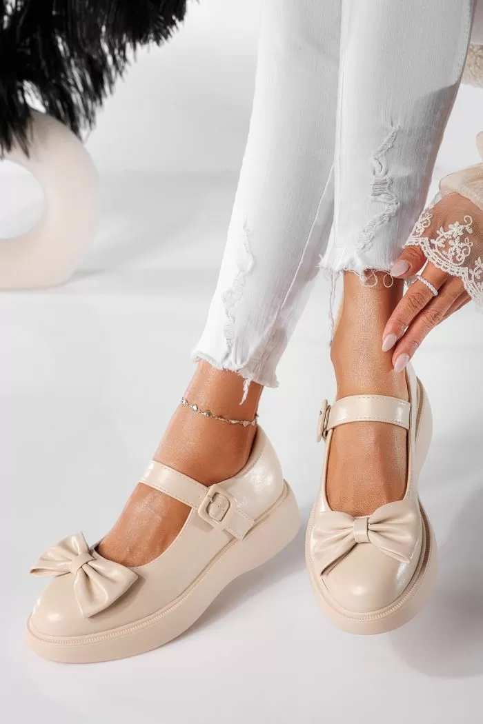 Pantofi casual dama bej din piele ecologica Veda #20908