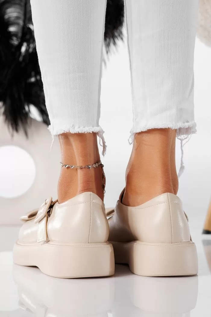 Pantofi casual dama bej din piele ecologica Veda #20908