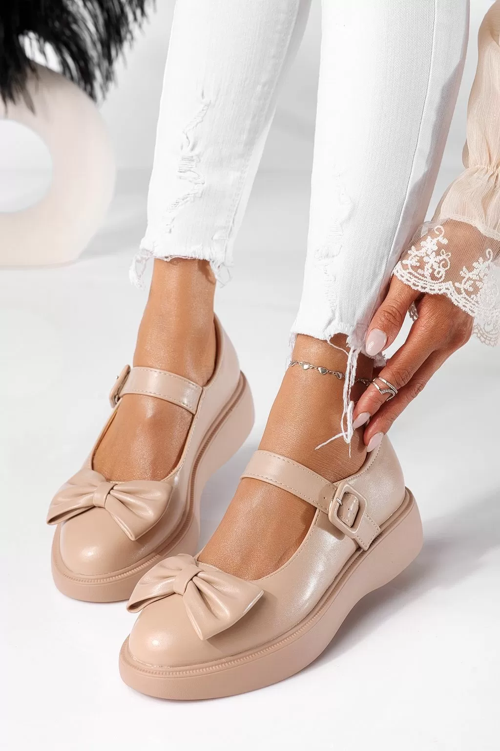 Pantofi casual dama roz din piele ecologica Veda #20909