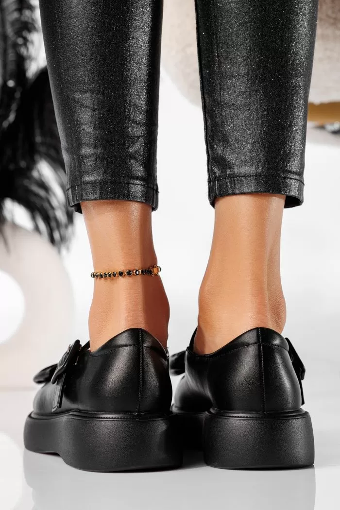 Pantofi casual dama negri din piele ecologica Veda #20910