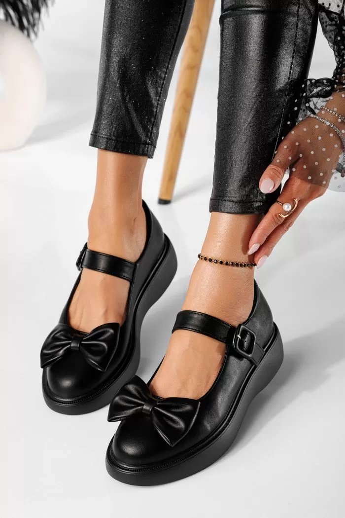 Pantofi casual dama negri din piele ecologica Veda #20910