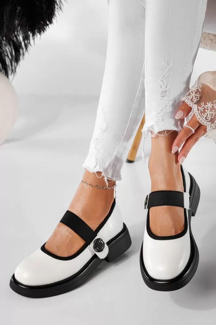 Pantofi casual dama albi din piele ecologica Tasha #20914