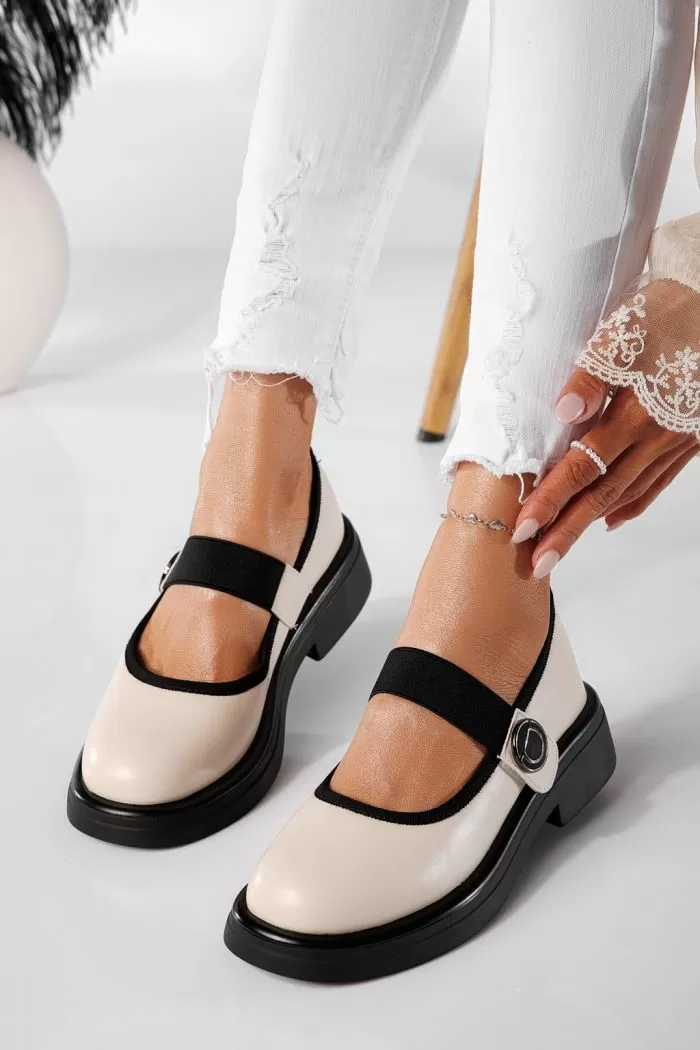 Pantofi casual dama bej din piele ecologica Tasha #20915