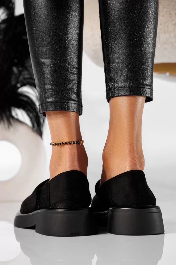 Pantofi casual dama negri din piele ecologica intoarsa Saidi #20919