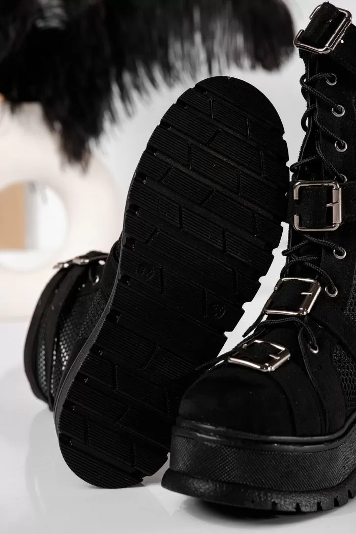 Ghete dama primavara negre din material textil Anisa #20948