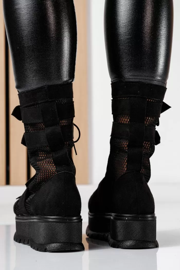 Ghete dama primavara negre din material textil Anisa #20948