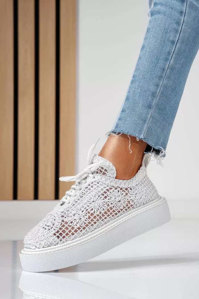 Pantofi casual dama albi din material textil Asha #20951