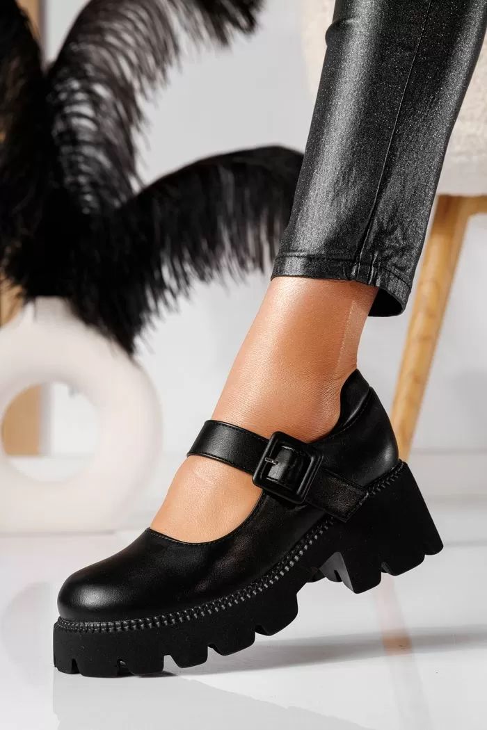 Pantofi casual dama negri din piele ecologica Rio #20958