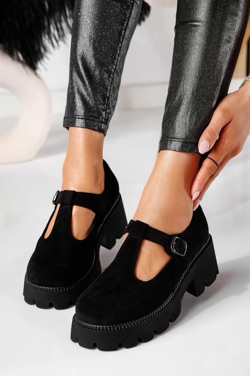 Pantofi casual dama negri din piele ecologica Reza #20960