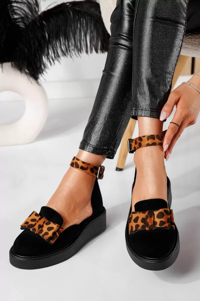 Pantofi casual dama leopard din piele ecologica intoarsa Willy #20968