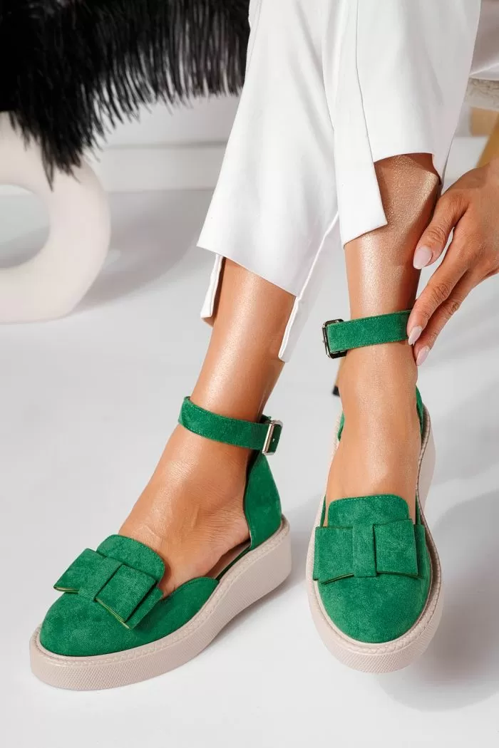 Pantofi casual dama verzi din piele ecologica intoarsa Willy #20973