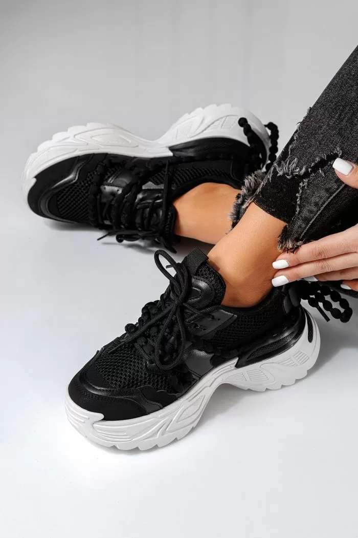 Adidasi dama negri din piele ecologica Evi #20985