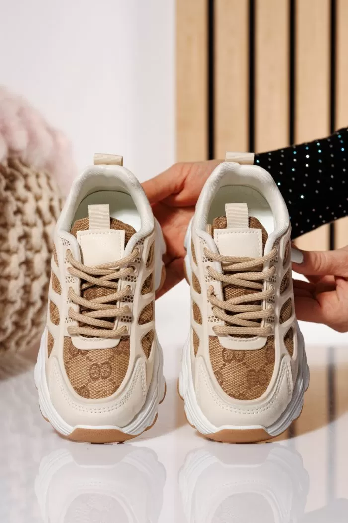 Adidasi copii bej din material textil Amber #20999