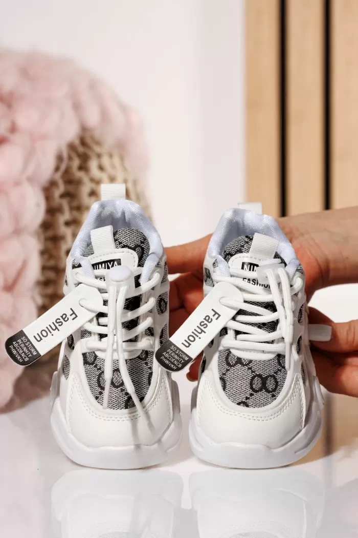 Adidasi copii cu luminite albi din material textil Annie #21001