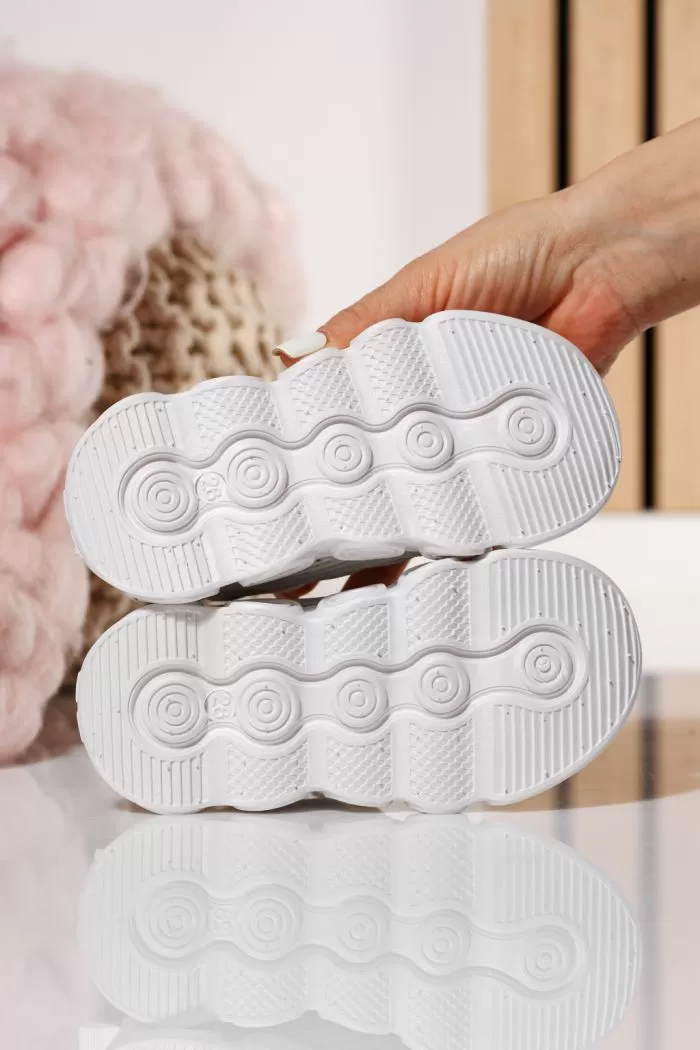 Adidasi copii cu luminite albi din material textil Annie #21001