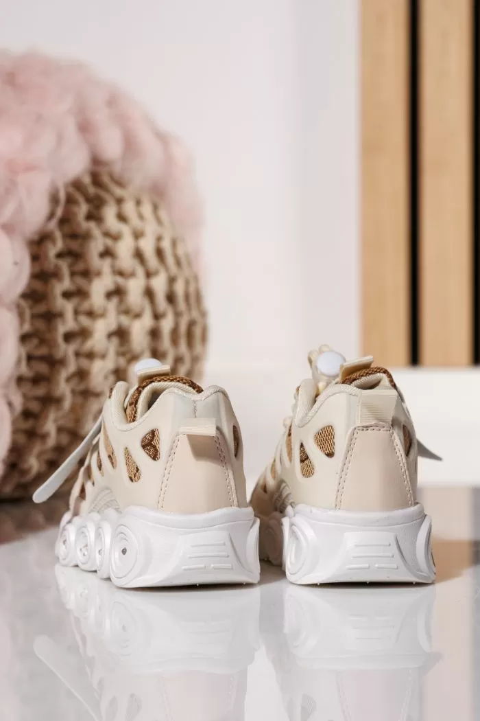 Adidasi copii cu luminite khaki din material textil Annie #21002