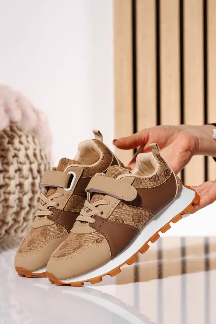 Adidasi copii khaki din piele ecologica Britney #21026