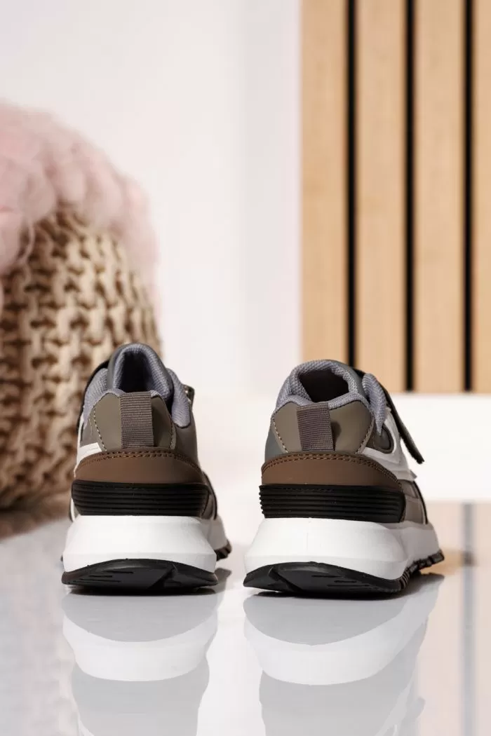 Adidasi copii gri din piele ecologica Haven #21040