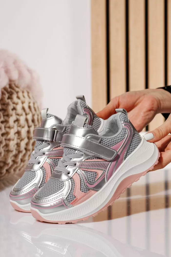 Adidasi copii roz din material textil Kate #21049