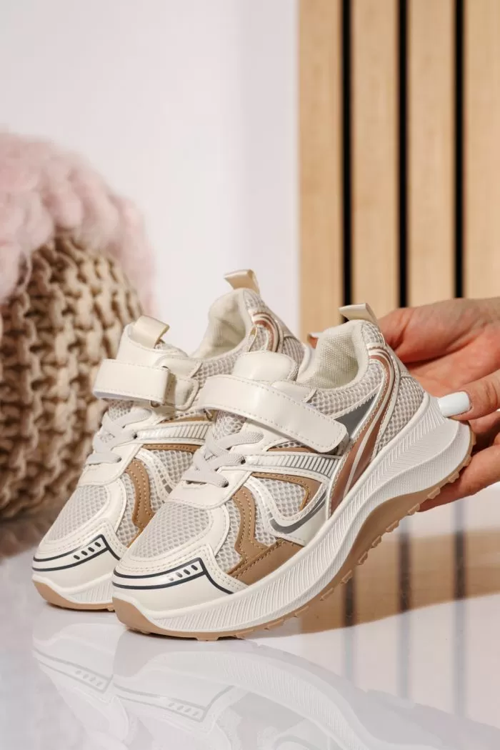 Adidasi copii bej din material textil Kate #21050