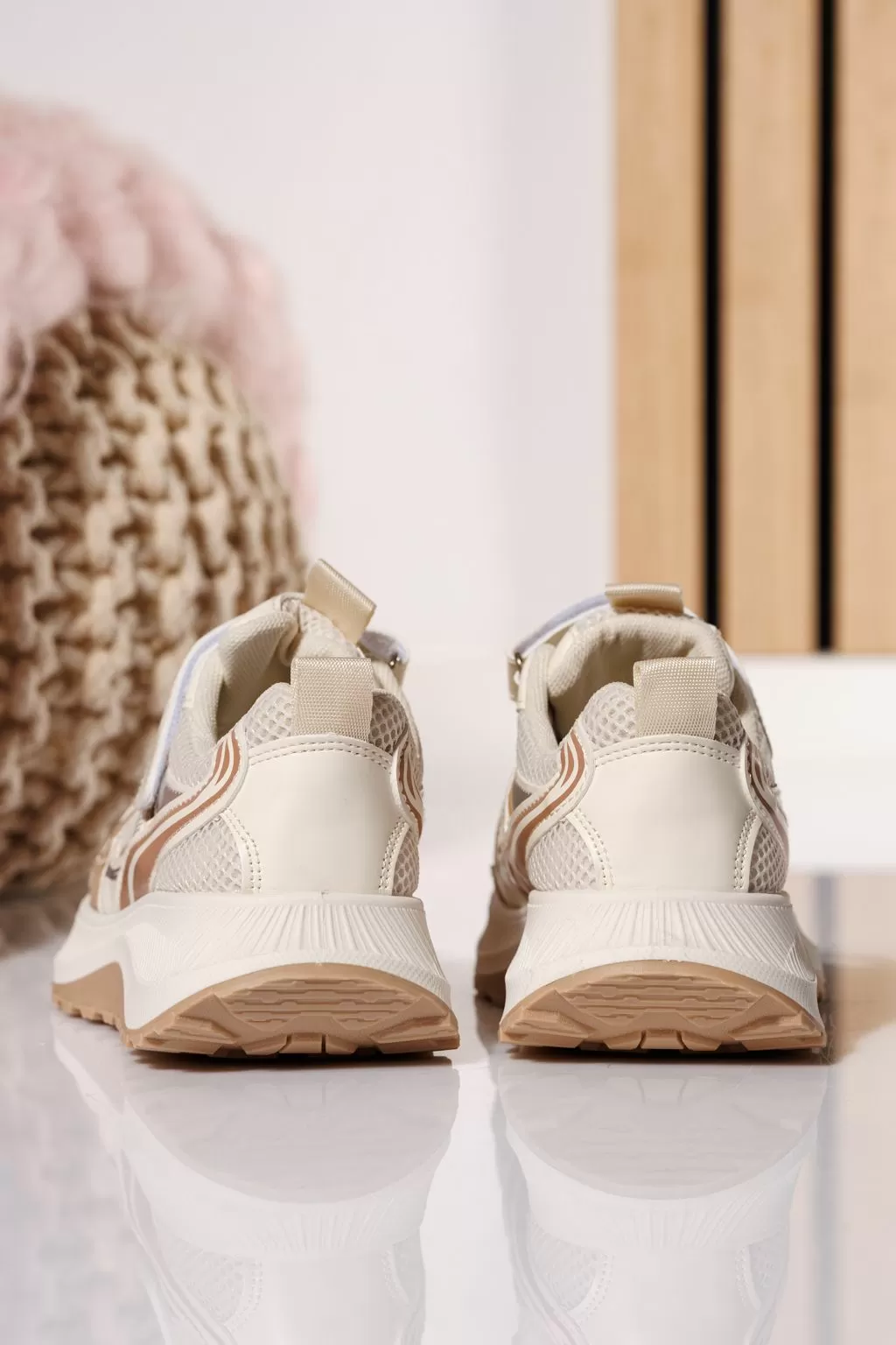 Adidasi copii bej din material textil Kate #21050