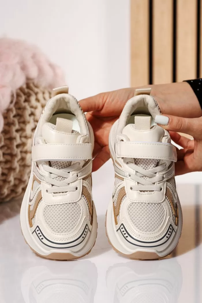 Adidasi copii bej din material textil Kate #21050