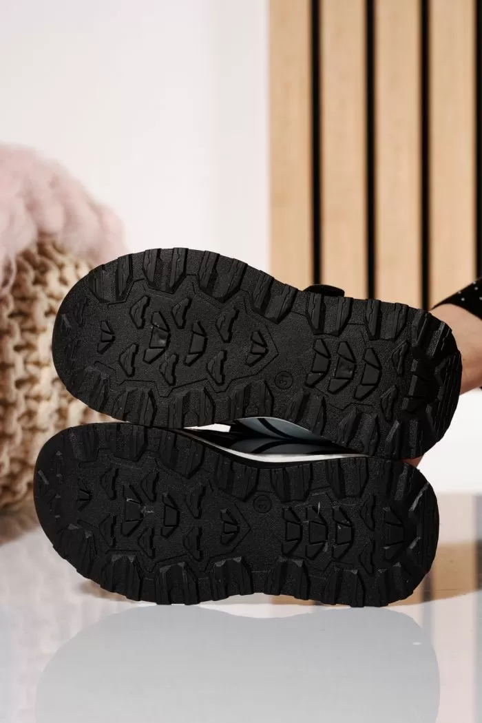 Adidasi copii negri din material textil Kate #21051