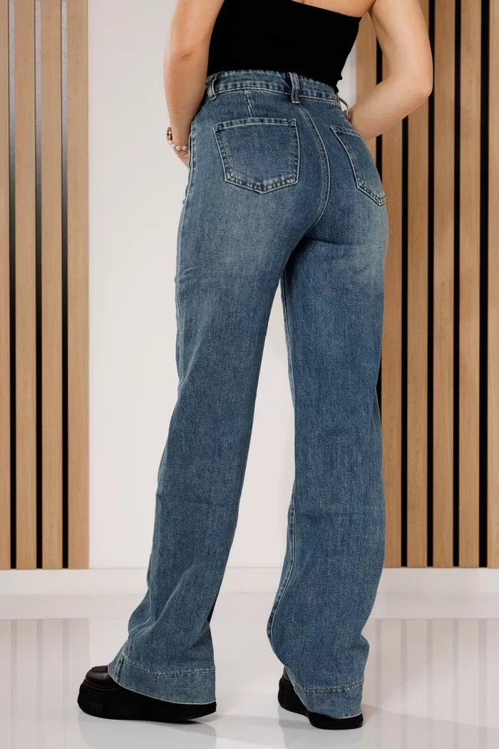 Blugi Evazati Dama Natalia Albastri #A678 