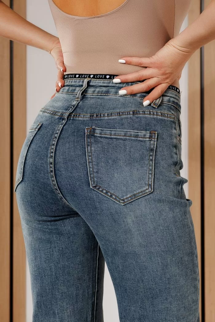 Blugi Evazati Dama Pixie Albastri #A683