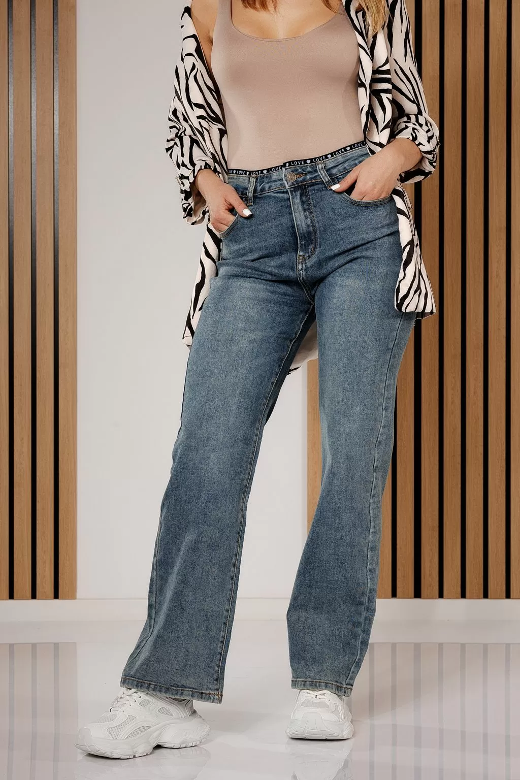 Blugi Evazati Dama Pixie Albastri #A683