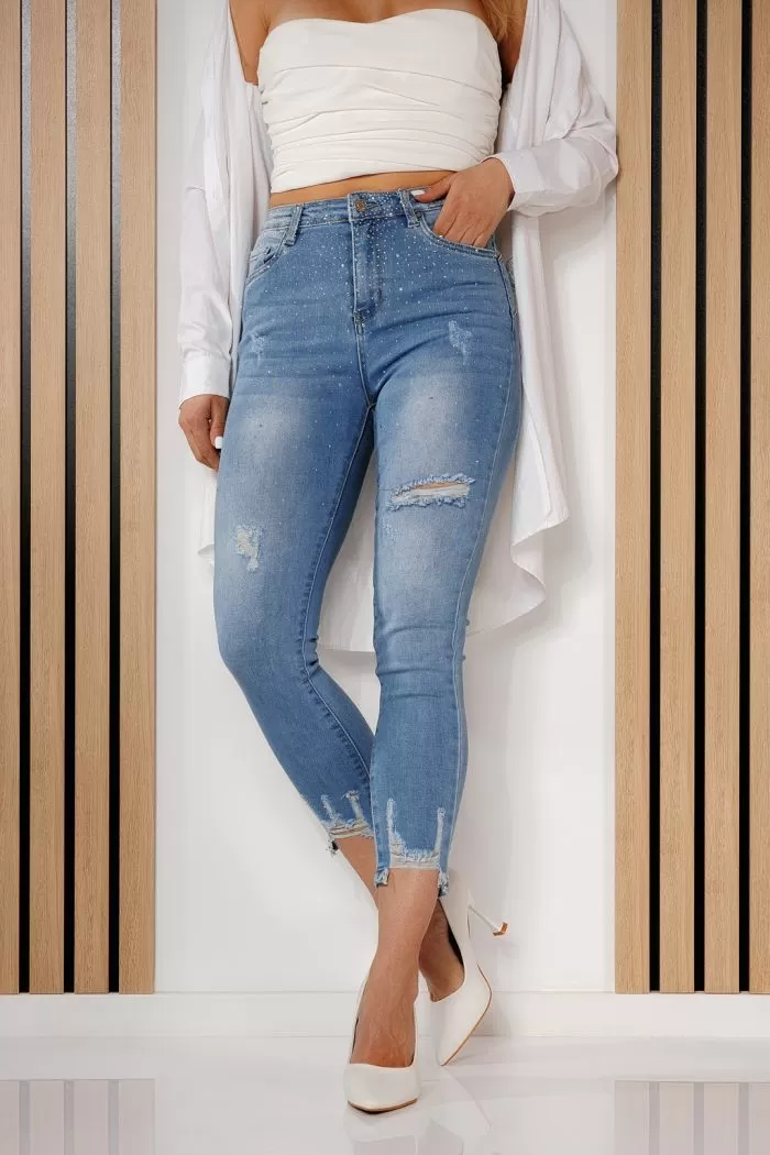 Blugi Skinny cu PushUp Dama Mia Albastri #A709