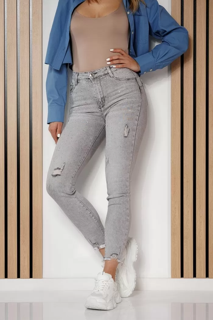 Blugi Skinny cu PushUp Dama Olivia Gri #A711