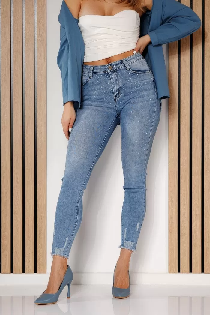 Blugi Skinny cu PushUp Dama Olivia Albastri #A712