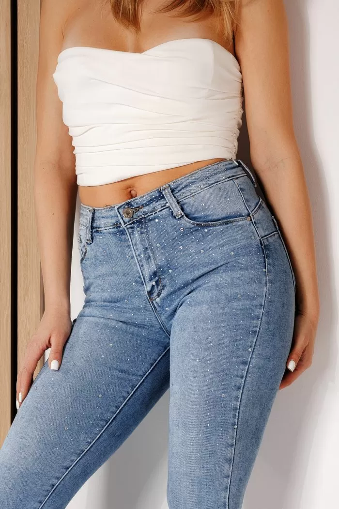 Blugi Skinny cu PushUp Dama Olivia Albastri #A712