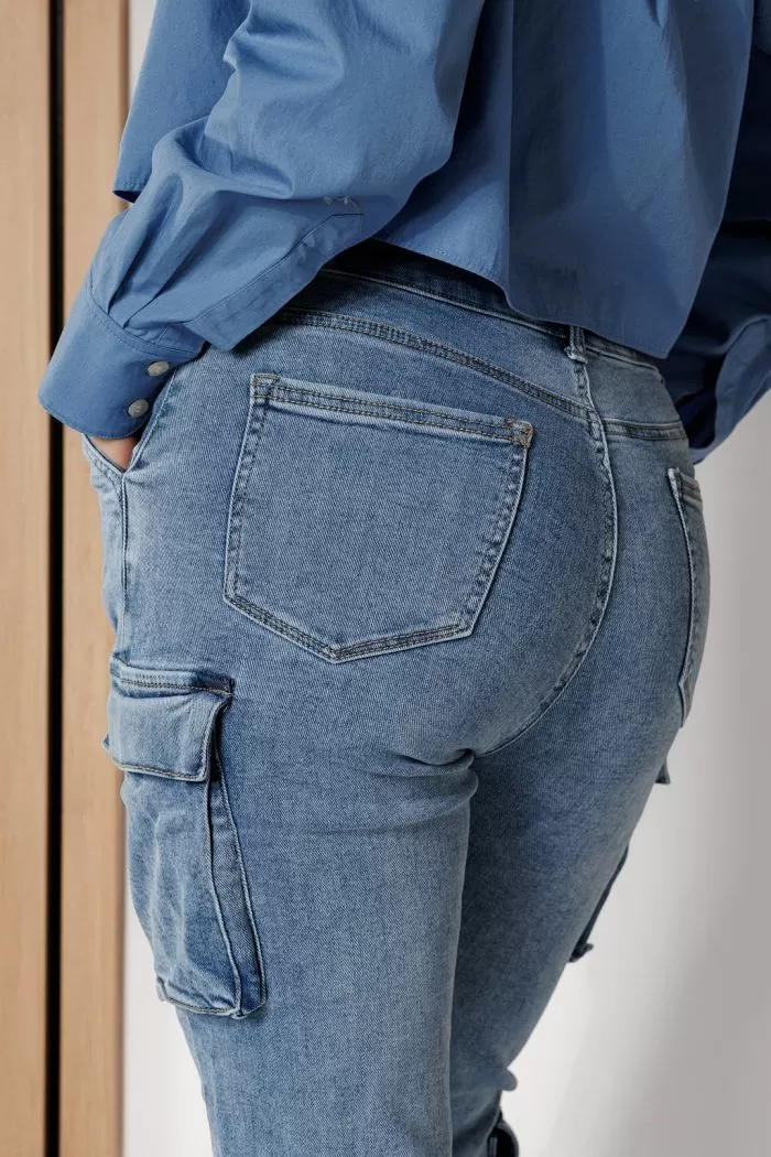 Blugi Cargo Dama Alexa Albastri #A714