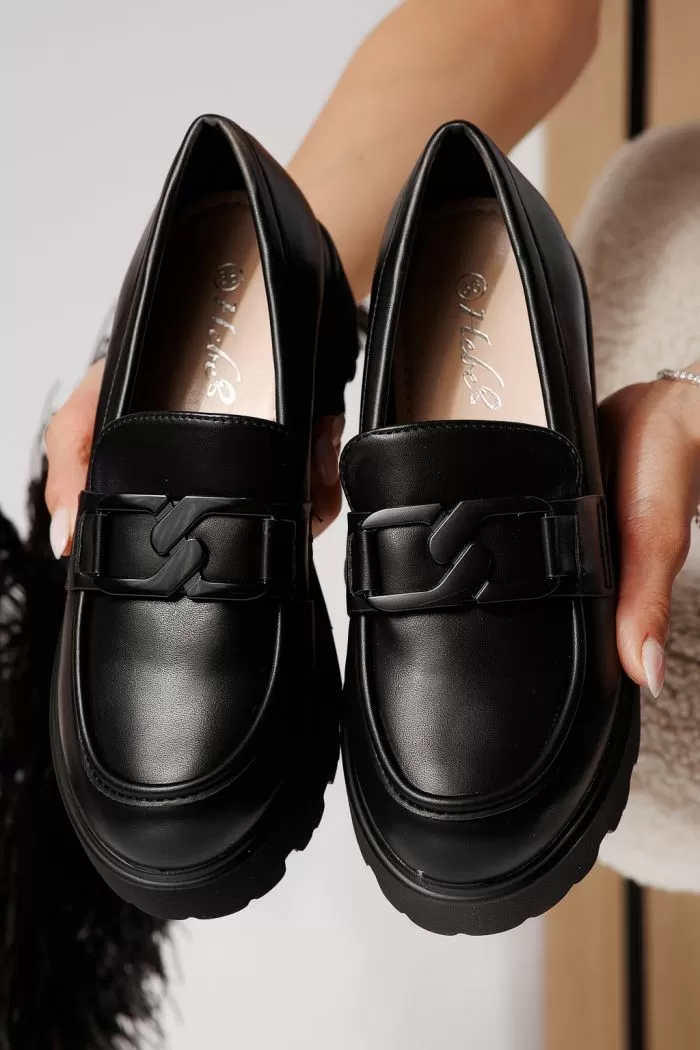Pantofi casual dama negri din piele ecologica Elara #21074