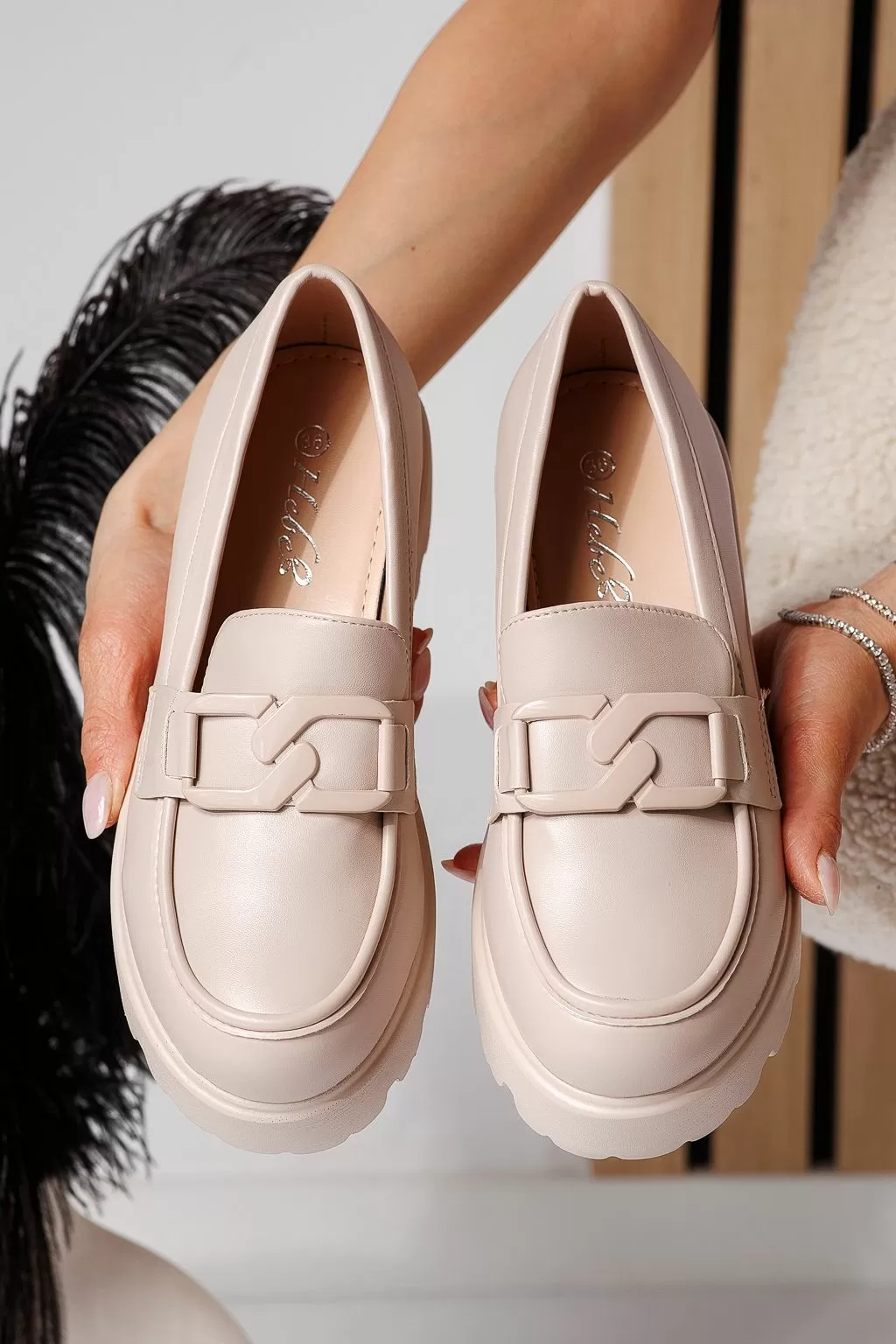 Pantofi casual dama bej din piele ecologica Elara #21075