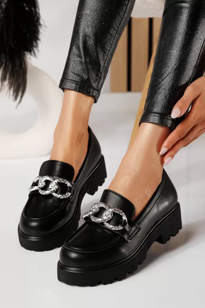 Pantofi casual dama negri din piele ecologica Selene #21080