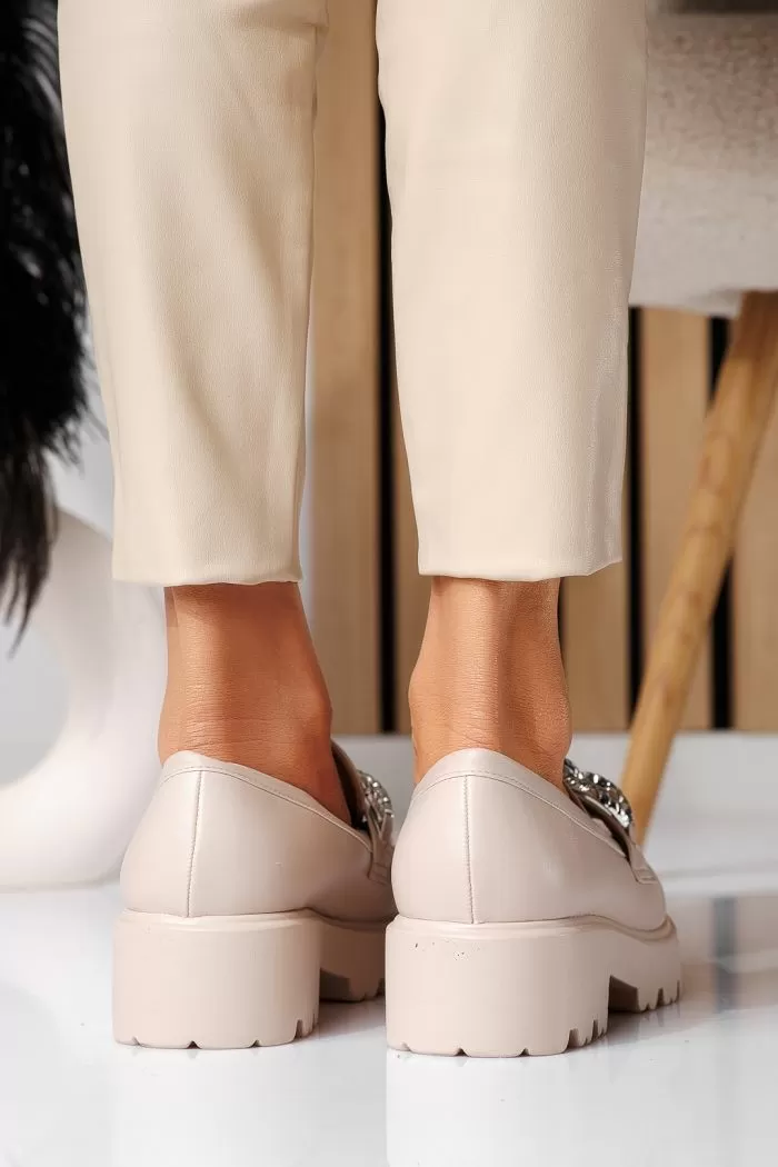 Pantofi casual dama bej din piele ecologica Selene #21081