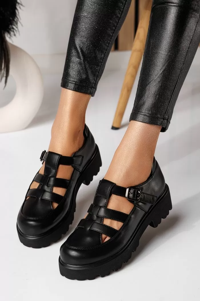 Pantofi casual dama negri din piele ecologica Zinnia #21082