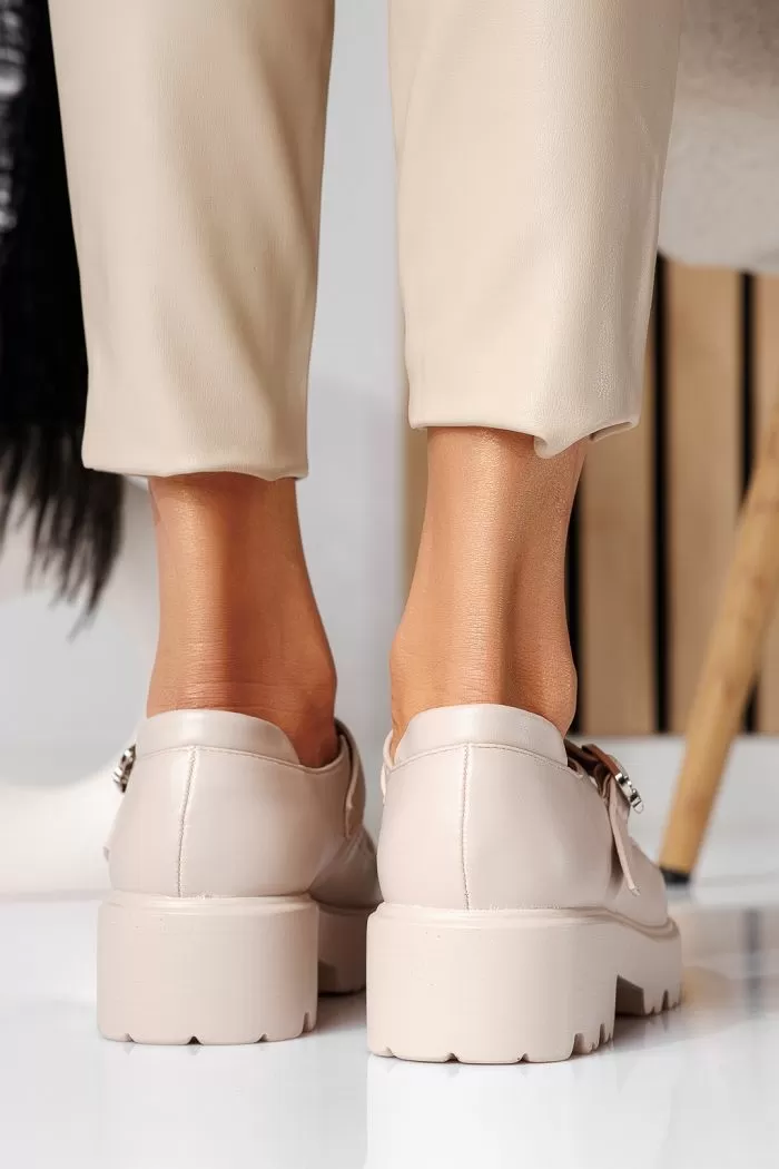 Pantofi casual dama bej din piele ecologica Zinnia #21084