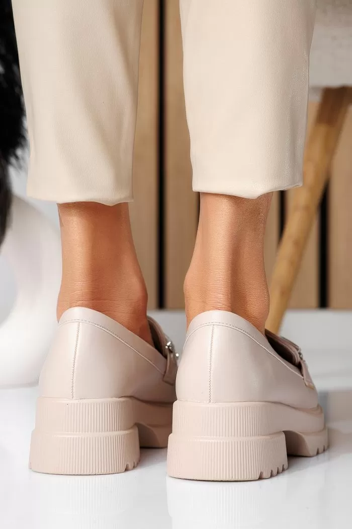 Pantofi casual dama bej din piele ecologica Lea #21092