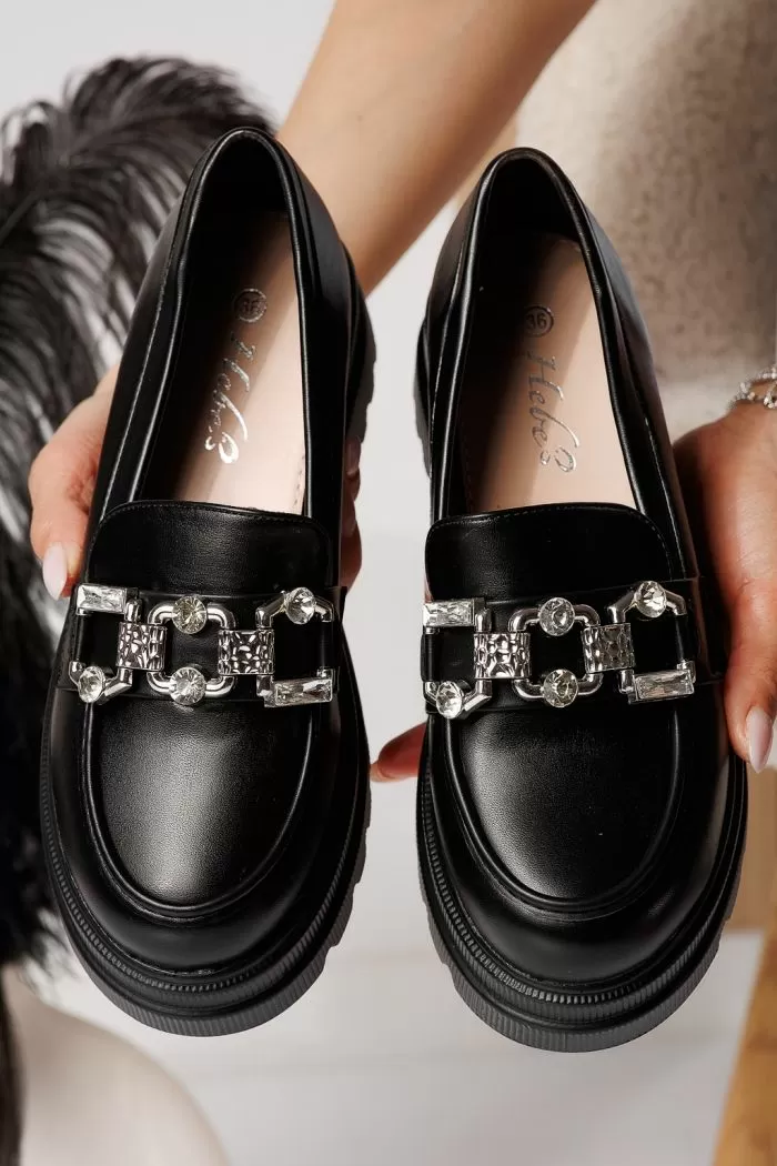 Pantofi casual dama negri din piele ecologica Lea #21093