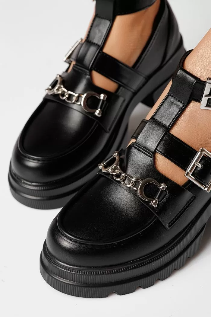 Pantofi casual dama negri din piele ecologica Tabita #21095