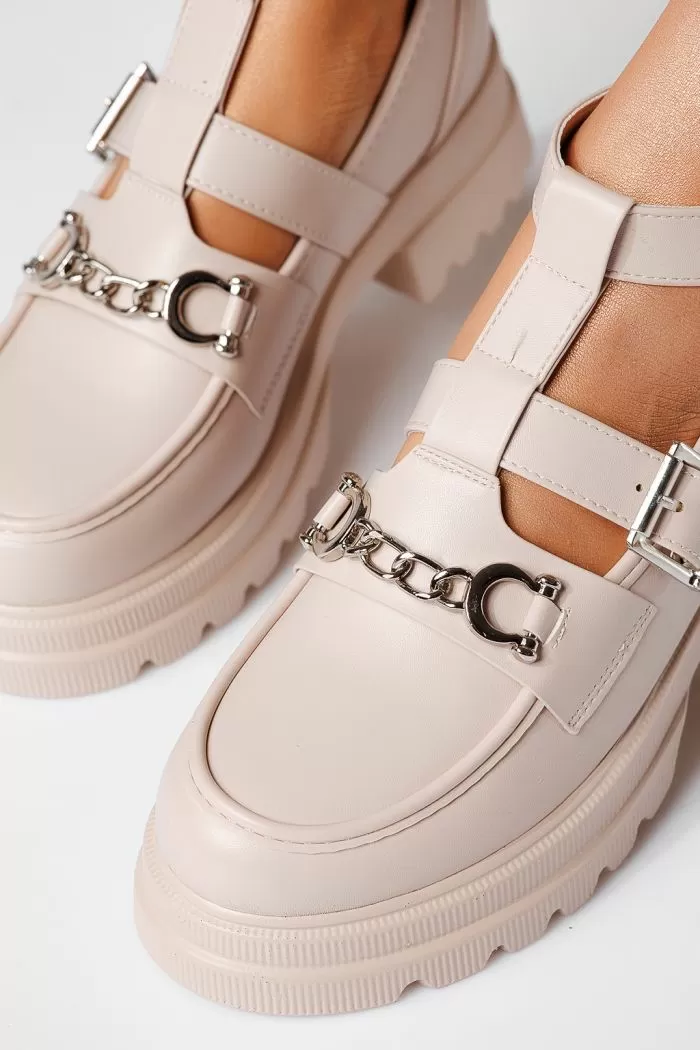 Pantofi casual dama bej din piele ecologica Tabita #21096